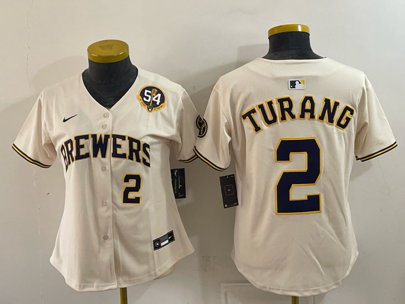 Youth 2026 Milwaukee Brewers #2 Turang cream Game Nike MLB Jersey 100405->youth mlb jersey->Youth Jersey
